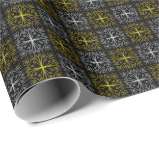 Metallic flower tile abstract wrapping paper