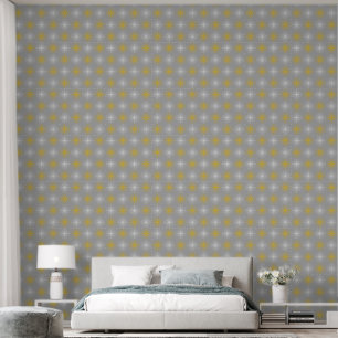 Metallic flower tile gray background wallpaper