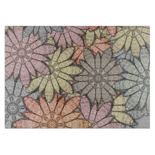 Metallic Flowers Glass Cutting Board