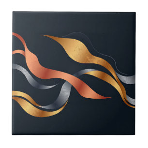Metallic Flowing Shapes Ceramic Tile