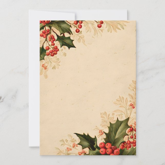Metallic Foliage Right Border on Ivory | Modern Vi Invitation (Front)