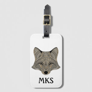 Metallic Fox Face Customisable Monogram Luggage Tag