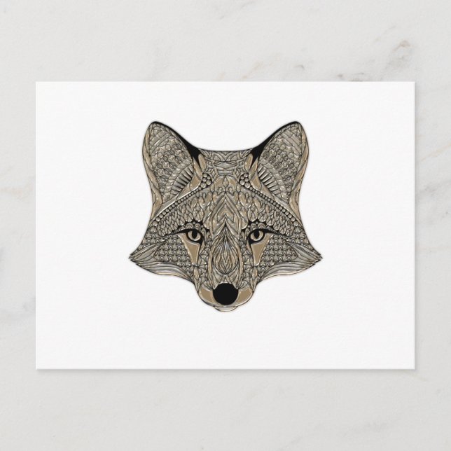 Metallic Fox Face Postcard (Front)