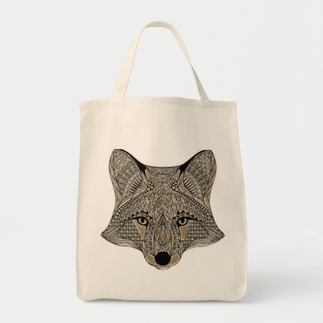 Metallic Fox Face Tote Bag (Front)
