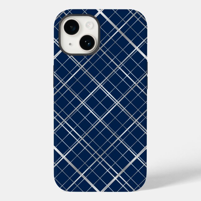 Metallic Frame Pattern.b D Blue BG Case-Mate iPhone Case (Back)