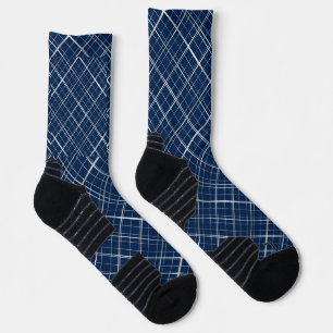 Metallic Frame Pattern.b D Blue BG Socks
