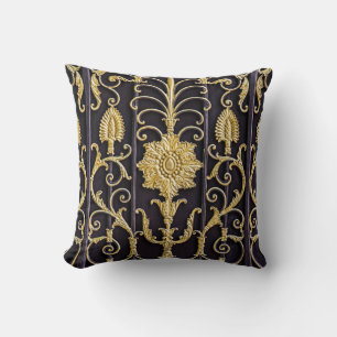 Metallic gate, intricate pattern design. cushion