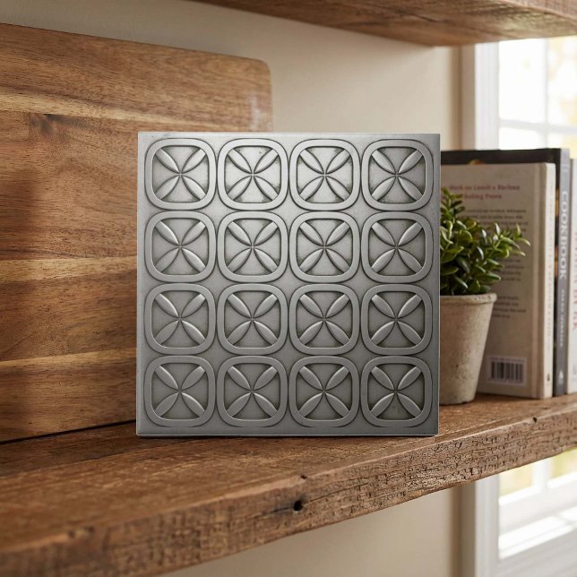 Metallic Geometric Tarnished Silver #5 ID1227 Ceramic Tile (Creator Uploaded)