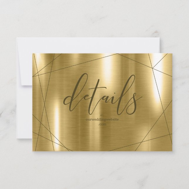 Metallic Geometric Wedding Details Gold ID648 RSVP Card (Front)