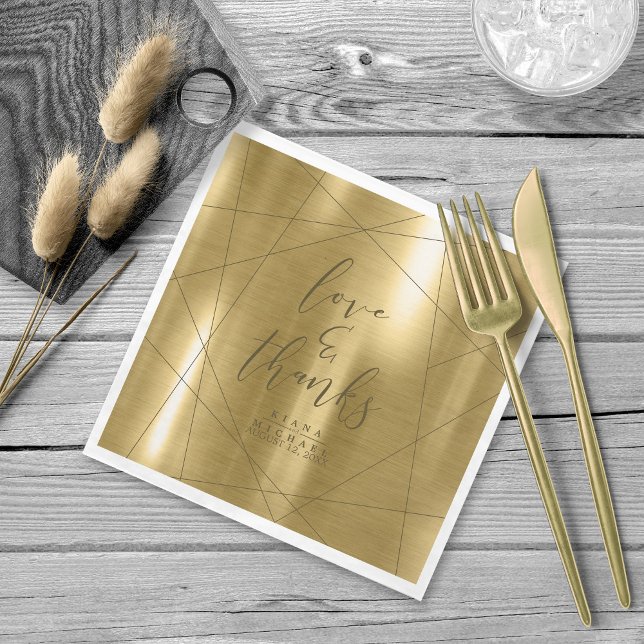 Metallic Geometric Wedding Gold ID648 Napkin (Creator Uploaded)