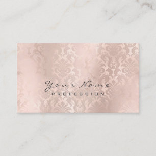 Metallic Glam Blush Rose Gold Skinny Damask Business Card
