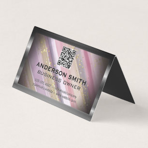 Metallic Glitter Brushed Qr Code Business Card