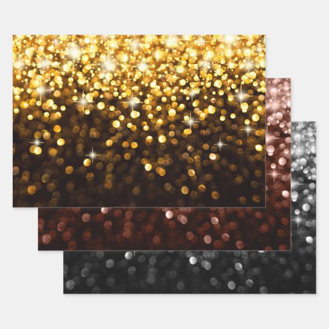 Metallic Glitter Collection Wrapping Paper Sheet (Set)