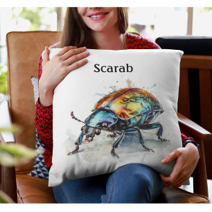 metallic glow scarab beetle, customisable cushion