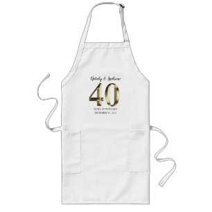 Metallic Gold 40th Wedding Anniversary Long Apron