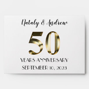 Metallic Gold 50th Wedding Anniversary Envelope