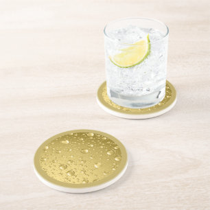 Metallic Gold Abstract Rain Drops Coaster