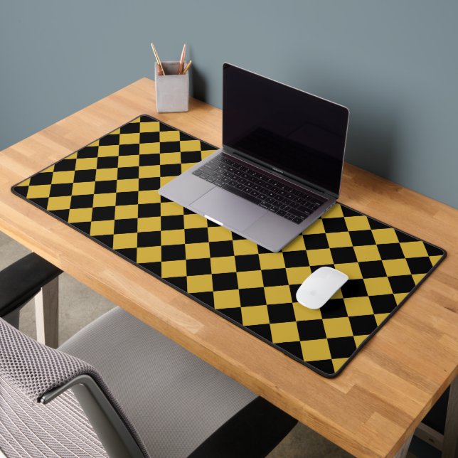 Metallic Gold and Black Chevron Pattern Desk Mat (Office 2)
