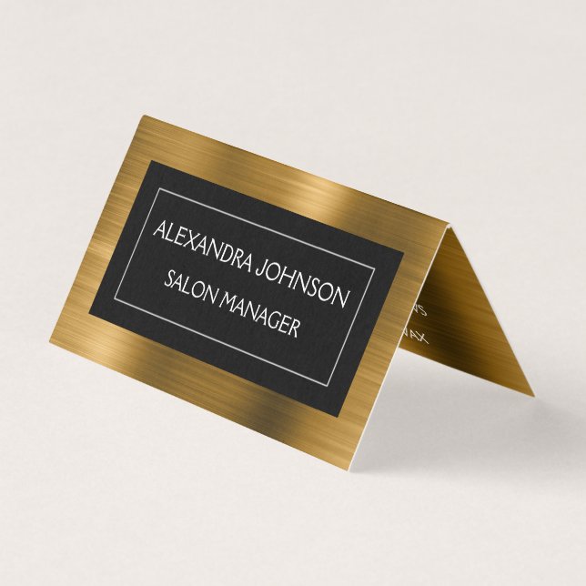 Metallic Gold and Black Foil Modern and Elegant Business Card (Front)