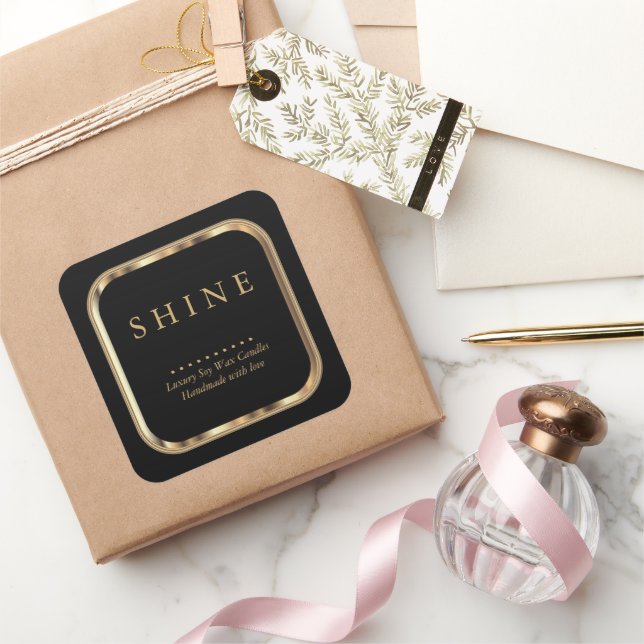 Metallic Gold and Black Labels Square (Gifting)