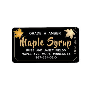 Metallic Gold and Black Maple Address Label