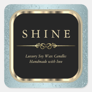 Metallic Gold and Blue Labels Square