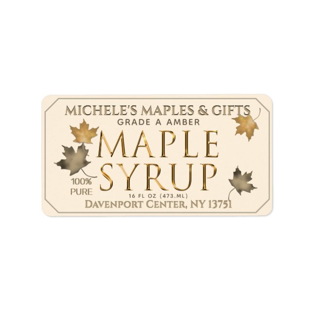 Metallic Gold and Ivory Maple Address Label (Front)