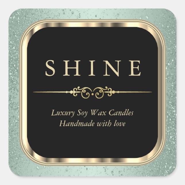 Metallic Gold and Mint Green Labels Square (Front)