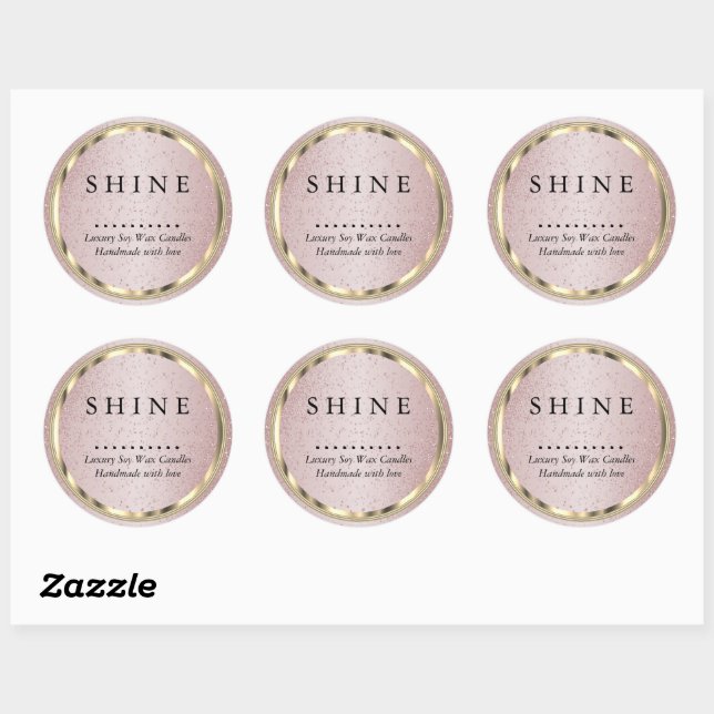 Metallic Gold and Rose Glitter Classic Round Sticker (Sheet)
