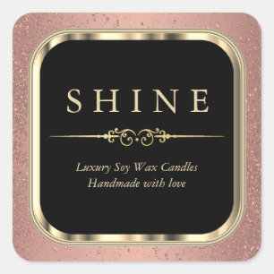 Metallic Gold and Rose Gold Labels Square