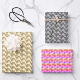 Metallic gold and silver wrapping paper sheets