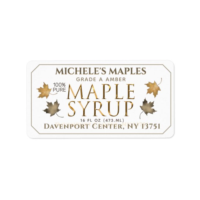 Metallic Gold and White Maple Address Label (Front)