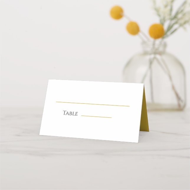 Metallic Gold and White Wedding Folded Place Card (Front)