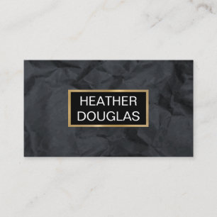 Metallic Gold Banner Crumple Black Paper Business Card
