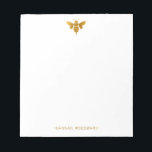 Metallic Gold Bee Personalised  Notepad<br><div class="desc">An elegant personalised metallic gold bee note pad.</div>