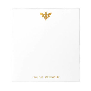 Metallic Gold Bee Personalised Notepad