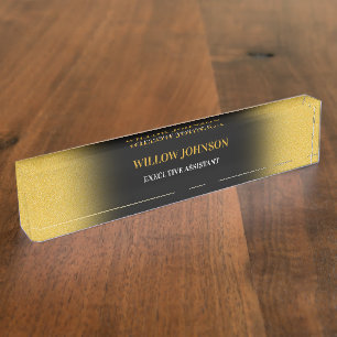 Metallic Gold & Black Modern Business Executive Nameplate