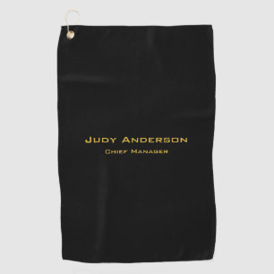 Metallic Gold & Black Professional Modern Elegant Golf Towel