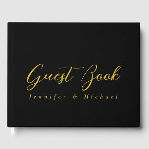 Metallic Gold & Black Professional Modern Elegant Guest Book