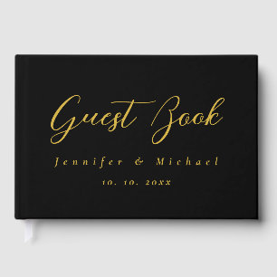 Metallic Gold & Black Professional Modern Elegant Guest Book