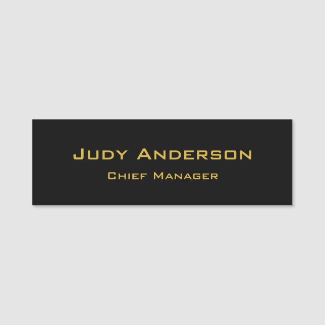 Metallic Gold & Black Professional Modern Elegant Name Tag (Front)