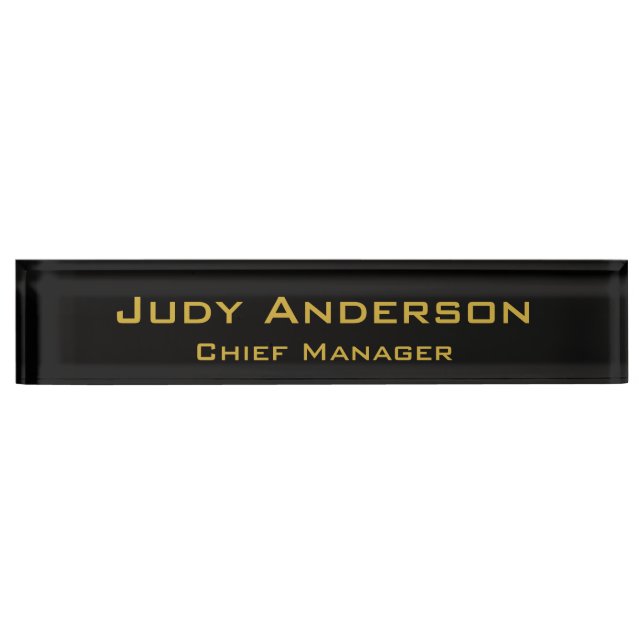 Metallic Gold & Black Professional Modern Elegant Nameplate (Front)