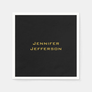 Metallic Gold & Black Professional Modern Elegant Napkin