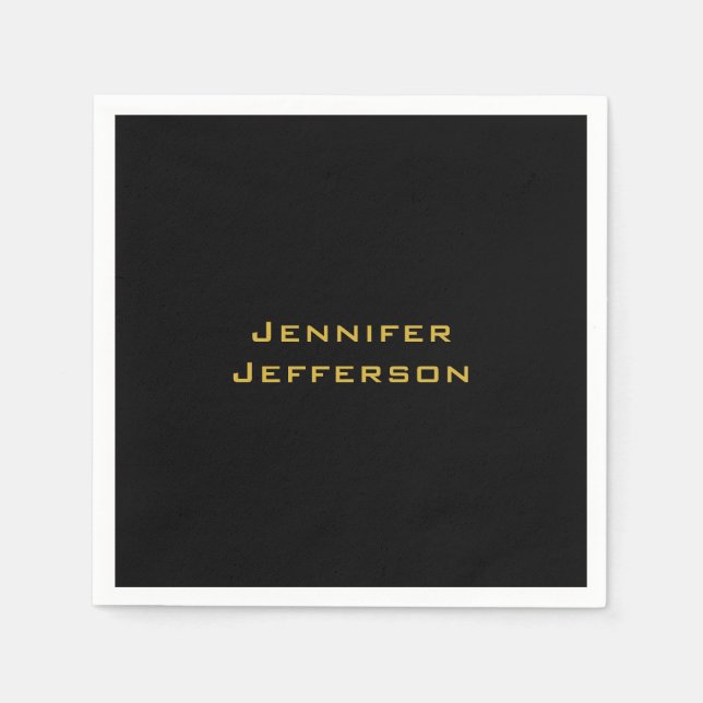 Metallic Gold & Black Professional Modern Elegant Napkin (Front)