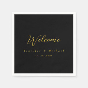 Metallic Gold & Black Professional Modern Elegant Napkin