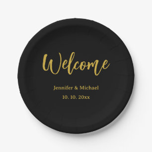 Metallic Gold & Black Professional Modern Elegant Paper Plate