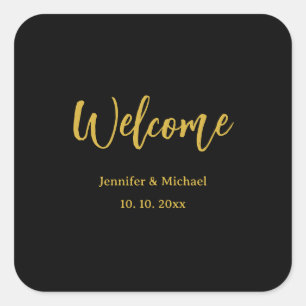 Metallic Gold & Black Professional Modern Elegant Square Sticker