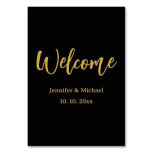 Metallic Gold & Black Professional Modern Elegant Table Number