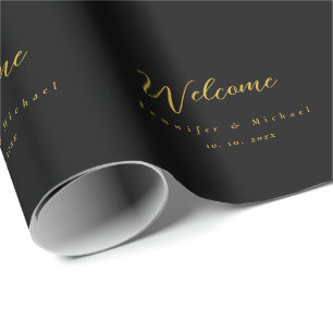 Metallic Gold & Black Professional Modern Elegant Wrapping Paper