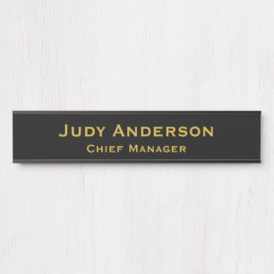 Metallic Gold & Black Professional Modern Name Pro Door Sign